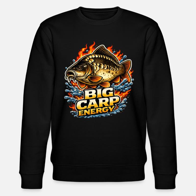 Große Karpfenenergie - Stanley/Stella Unisex Bio-Sweatshirt CHANGER  - Schwarz