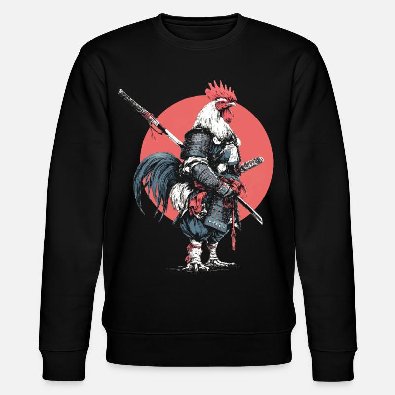 Rooster Samurai in Armor - Stanley/Stella CHANGER Unisex Organic Sweatshirt - black