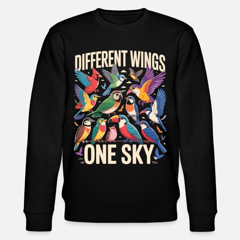 Different Wings One Sky Vogel - Stanley/Stella Unisex Bio-Sweatshirt CHANGER  - Schwarz