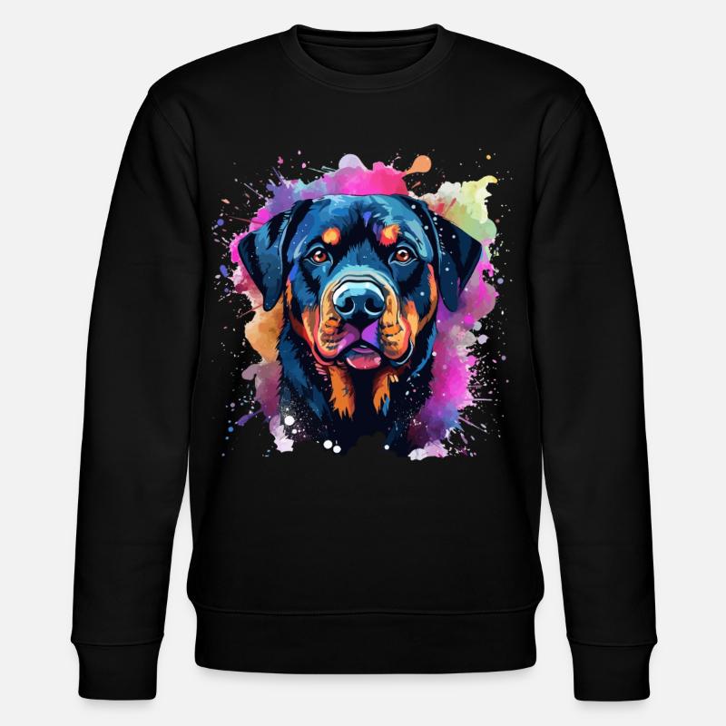 Lebendiger Rottie-Porträt-Spritzer - Stanley/Stella Unisex Bio-Sweatshirt CHANGER  - Schwarz