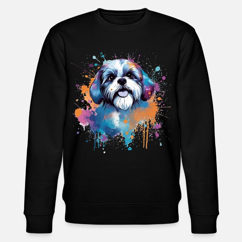 Éclaboussure de chiot Shih Tzu - Sweat bio CHANGER Stanley/Stella Unisexe - noir