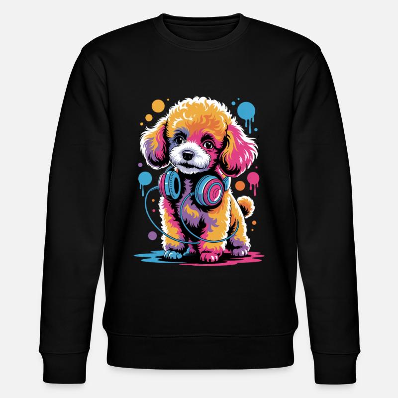 Pudel mit Kopfhörer - Stanley/Stella Unisex Bio-Sweatshirt CHANGER  - Schwarz