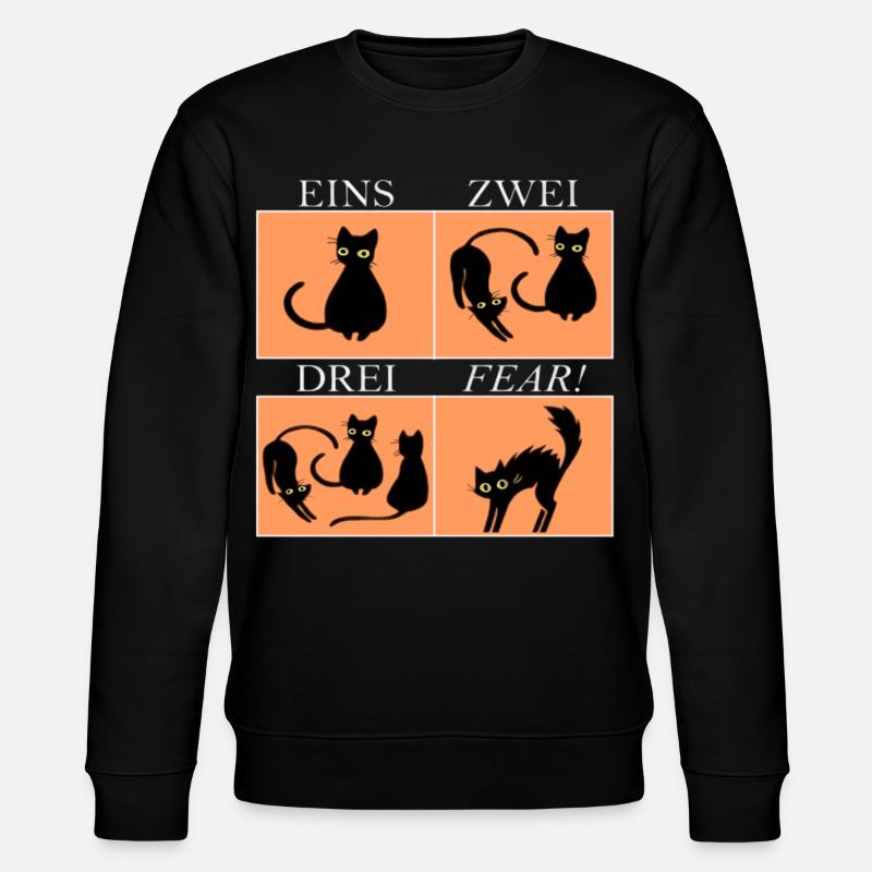 Vier Katzen Panels mit Spruch Fear - Stanley/Stella Unisex Bio-Sweatshirt CHANGER  - Schwarz