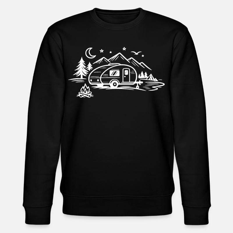Camping Anhänger Landschaft  - Stanley/Stella Unisex Bio-Sweatshirt CHANGER  - Schwarz