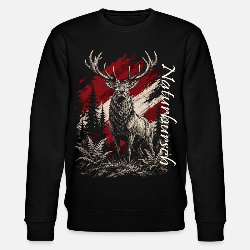 Hirsch im Wald – Rustikal Illustration - Stanley/Stella Unisex Bio-Sweatshirt CHANGER - Schwarz