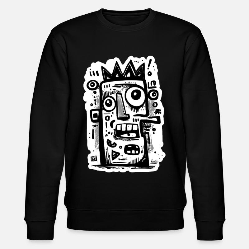 Crowned Abstract Face Art - Stanley/Stella CHANGER Unisex Organic Sweatshirt - black