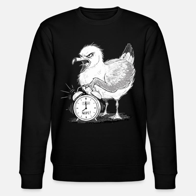 Möwe Wecker Morgenmuffel Lustig - Stanley/Stella Unisex Bio-Sweatshirt CHANGER  - Schwarz