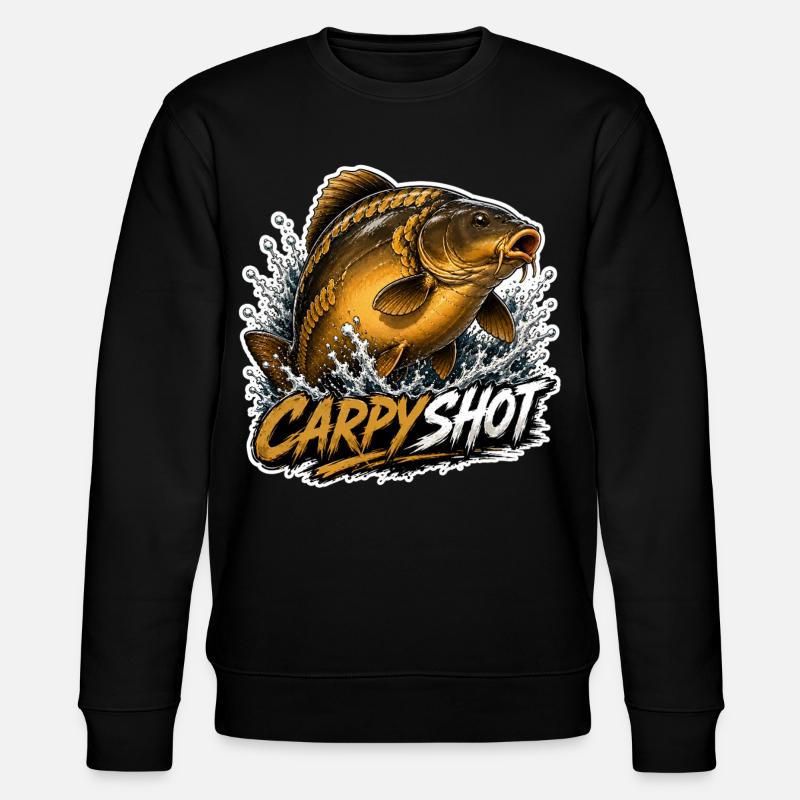 Carpyshot-Spiegel-Karpfenfischerei-Design - Stanley/Stella Unisex Bio-Sweatshirt CHANGER  - Schwarz