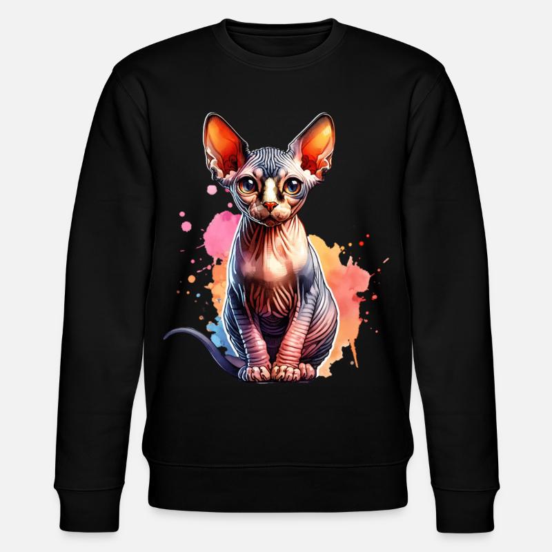 Sphynx Cat Gift - Stanley/Stella CHANGER Unisex Organic Sweatshirt - black