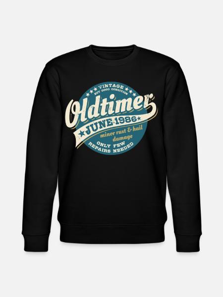 Oldtimer June 1986 | Birthday Gift - Stanley/Stella CHANGER Unisex Organic Sweatshirt - black