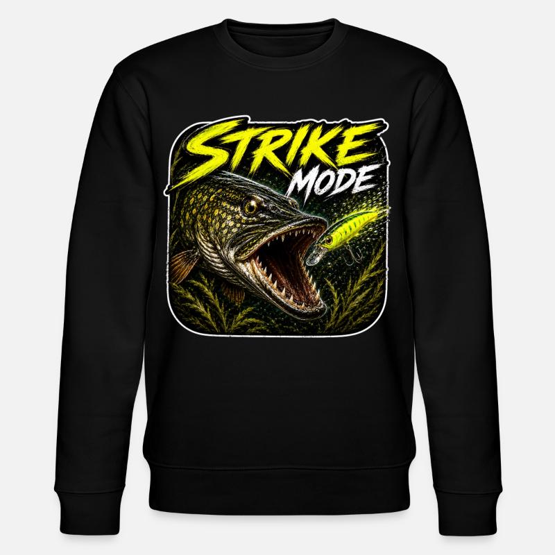 Strike-Mode Hechtfischerei-Design - Stanley/Stella Unisex Bio-Sweatshirt CHANGER  - Schwarz