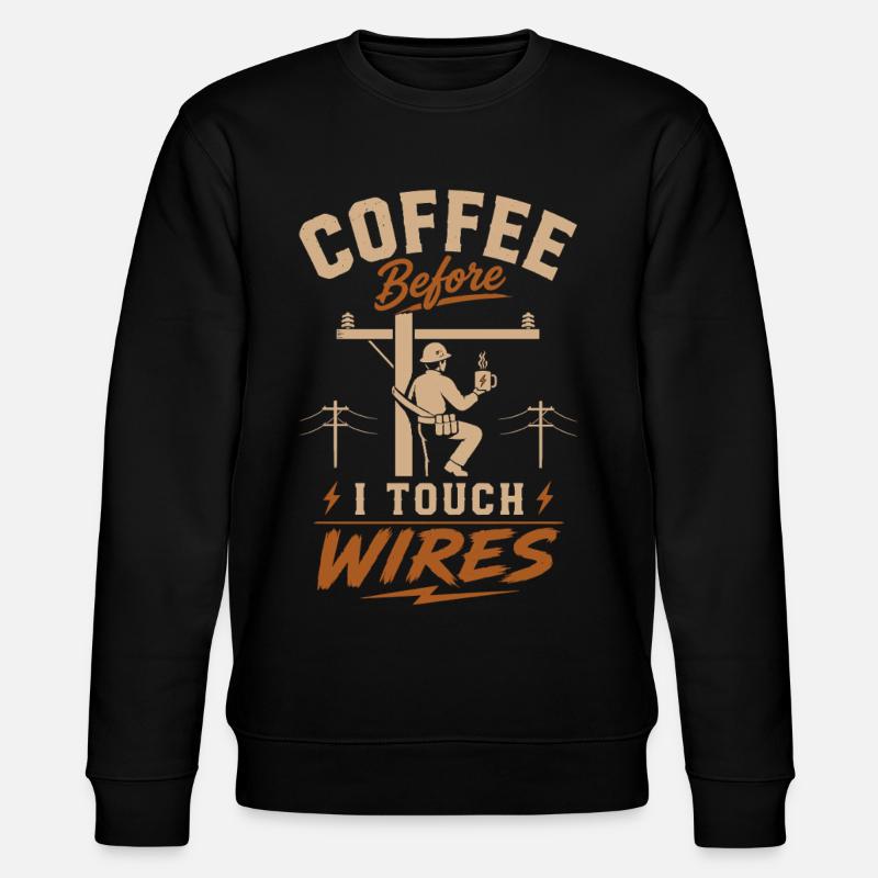 Kaffee Bevor Ich Kabel Anfasse - Stanley/Stella Unisex Bio-Sweatshirt CHANGER  - Schwarz