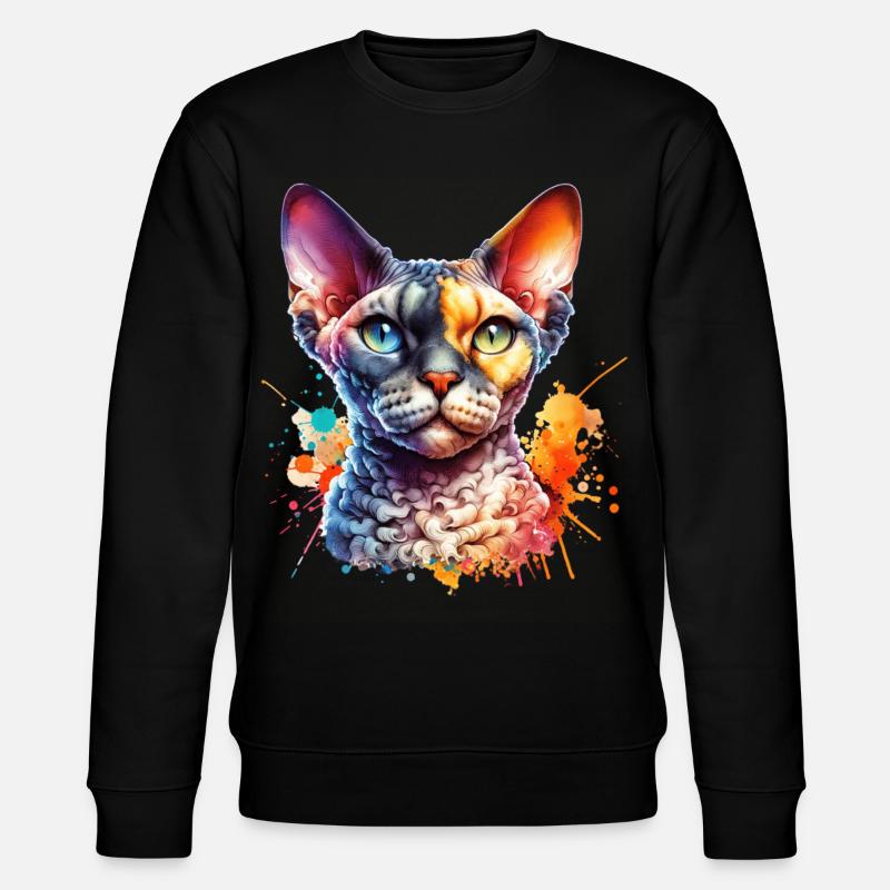 Devon Rex Motiv - Stanley/Stella Unisex Bio-Sweatshirt CHANGER  - Schwarz