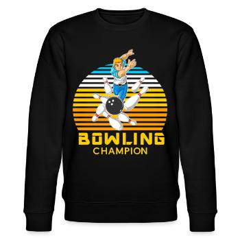 Bowling Champion Man Retro Vintage-Sportgeschenk - Stanley/Stella Unisex Bio-Sweatshirt CHANGER  - Schwarz - Vorne - Nik (191cm) & Marisol (170cm)