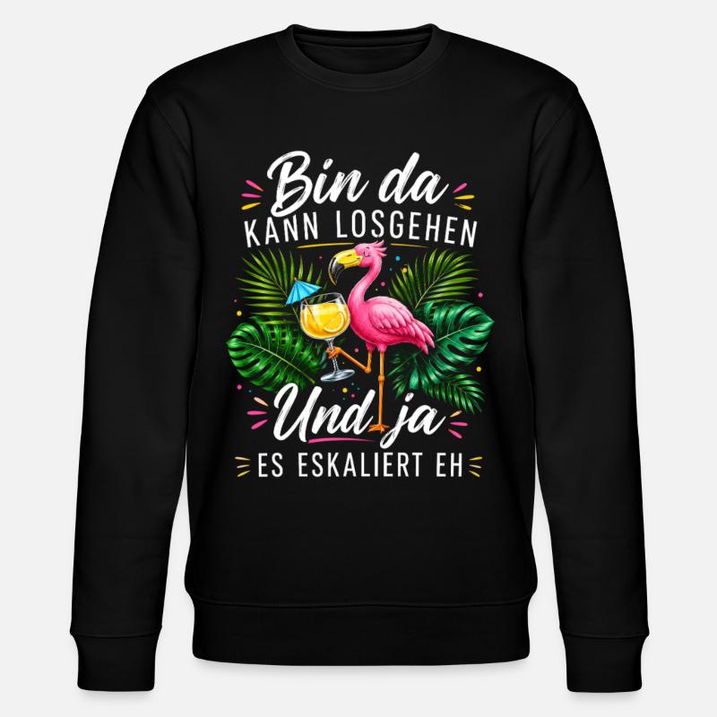 Bin da Eskaliert Flamingo Sommer - Stanley/Stella Unisex Bio-Sweatshirt CHANGER - Schwarz