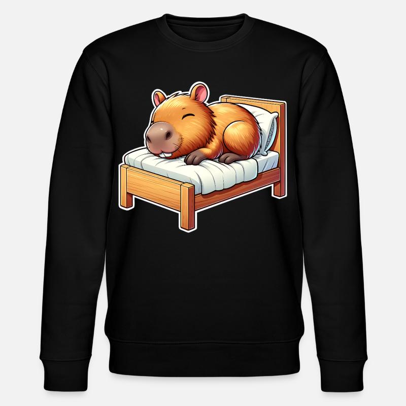 Capybara Schlafen - Stanley/Stella Unisex Bio-Sweatshirt CHANGER  - Schwarz