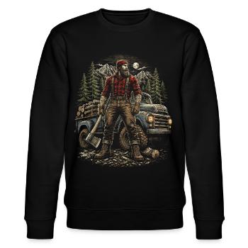 Holzfäller Baumfäller Waldarbeiter - Stanley/Stella Unisex Bio-Sweatshirt CHANGER  - Schwarz - Vorne - Nik (191cm) & Marisol (170cm)