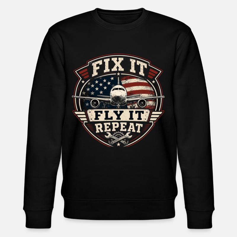 Flugzeugtechnik Wartung Luftfahrt Beruf - Stanley/Stella Unisex Bio-Sweatshirt CHANGER - Schwarz
