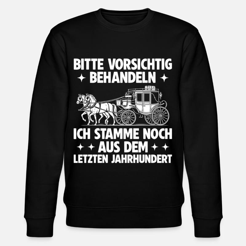 Bitte vorsichtig behandeln – Retro Spruch - Stanley/Stella Unisex Bio-Sweatshirt CHANGER - Schwarz