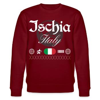Ischia Italy Streetwear Travel Souvenir - Stanley/Stella CHANGER Unisex Organic Sweatshirt - burgundy - Front - Nik (191cm) & Marisol (170cm)
