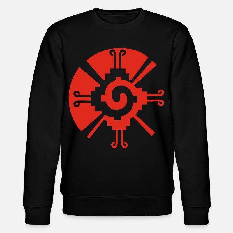 Sonnengeometrisches Muster (Rot) - Stanley/Stella Unisex Bio-Sweatshirt CHANGER - Schwarz