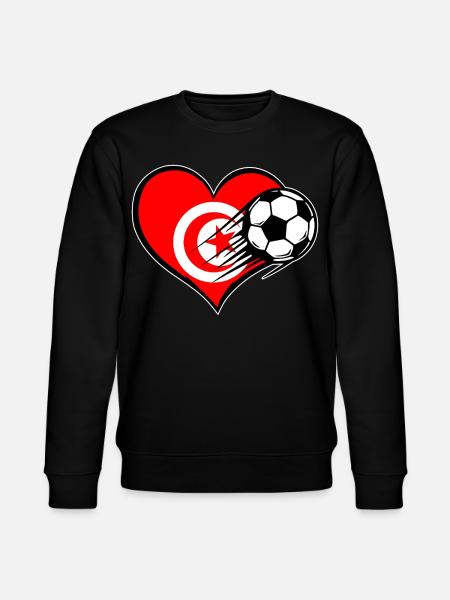 Tunisia Flag Football with Heart - Stanley/Stella CHANGER Unisex Organic Sweatshirt - black