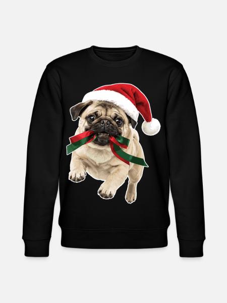 Verspielter Weihnachts Mops - Stanley/Stella Unisex Bio-Sweatshirt CHANGER  - Schwarz