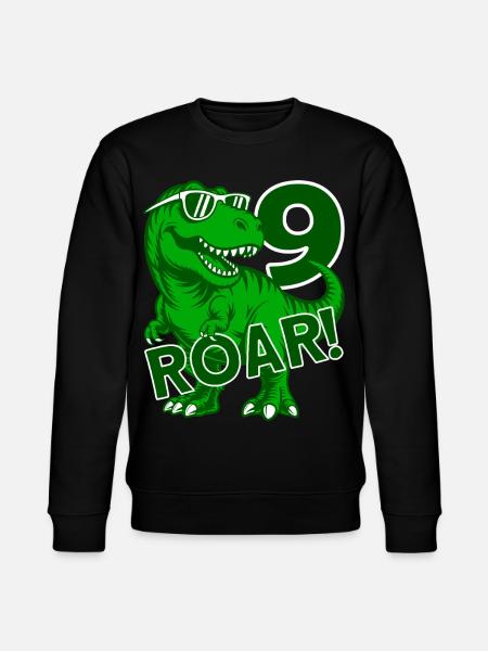 DINO 9 YEARS DINOSAUR 9TH BIRTHDAY - Stanley/Stella CHANGER Unisex Organic Sweatshirt - black