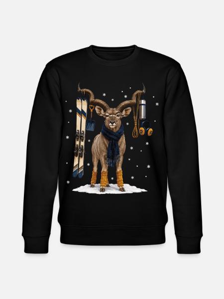 Funny kudu on winter vacation - Stanley/Stella CHANGER Unisex Organic Sweatshirt - black