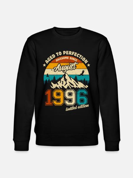 August 1996 | Aged to perfection | Birthday - Stanley/Stella CHANGER Unisex Organic Sweatshirt - black
