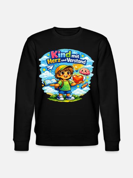 Kind mit Herz und Verstand - Stanley/Stella Unisex Bio-Sweatshirt CHANGER  - Schwarz