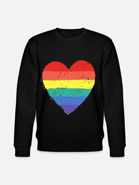 Herz Pride Regenbogen - Stanley/Stella Unisex Bio-Sweatshirt CHANGER  - Schwarz