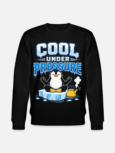 Cool Under Pressure Pinguin Meditation - Stanley/Stella Unisex Bio-Sweatshirt CHANGER  - Schwarz