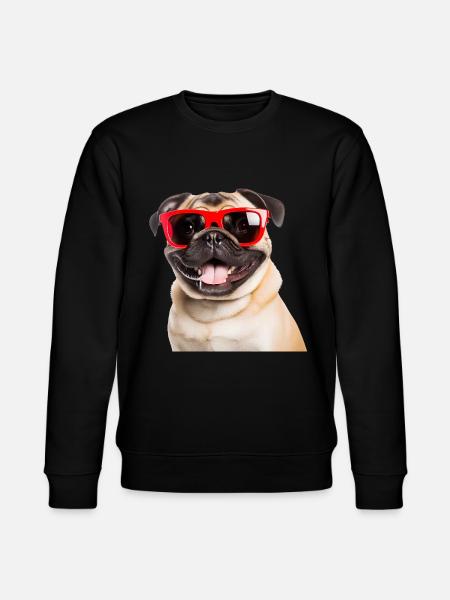 Cooler Mops mit roter Sonnenbrille - Stanley/Stella Unisex Bio-Sweatshirt CHANGER - Schwarz