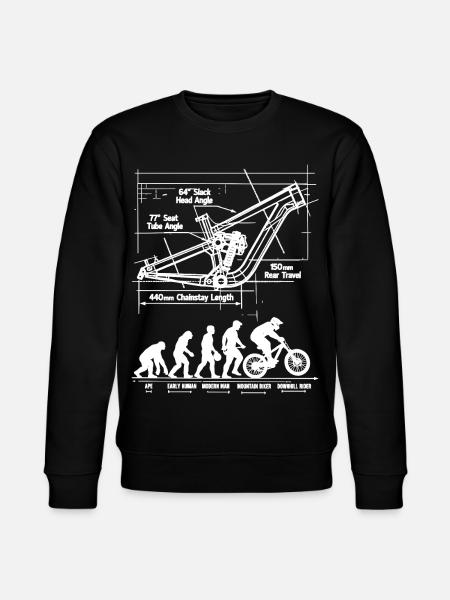 MTB Evolution Blueprint: Full Suspension Frame - Stanley/Stella CHANGER Unisex Organic Sweatshirt - black