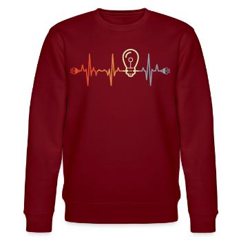 My heart beats for electricity - Stanley/Stella CHANGER Unisex Organic Sweatshirt - burgundy - Front - Nik (191cm) & Marisol (170cm)