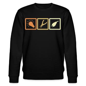 Elektriker Tools - Stanley/Stella Unisex Bio-Sweatshirt CHANGER  - Schwarz - Vorne - Nik (191cm) & Marisol (170cm)