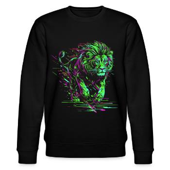 Löwe Rennt Löwenkopf Farbenfroh Raubtier Tier Wild - Stanley/Stella Unisex Bio-Sweatshirt CHANGER  - Schwarz - Vorne - Nik (191cm) & Marisol (170cm)