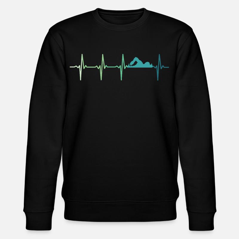 Schwimmendes Herzschlag-Schwimmer-Geschenk - Stanley/Stella Unisex Bio-Sweatshirt CHANGER  - Schwarz