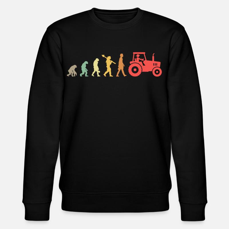 Evolution Tractor _ Farmer - Stanley/Stella Unisex Bio-Sweatshirt CHANGER  - Schwarz
