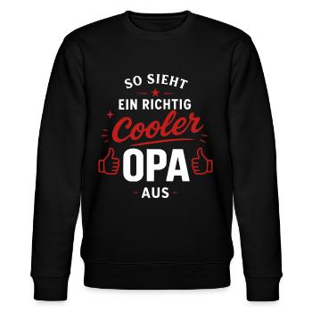 So Sieht Ein Richtig Cooler Opa Aus Großvater - Stanley/Stella Unisex Bio-Sweatshirt CHANGER  - Schwarz - Vorne - Nik (191cm) & Marisol (170cm)