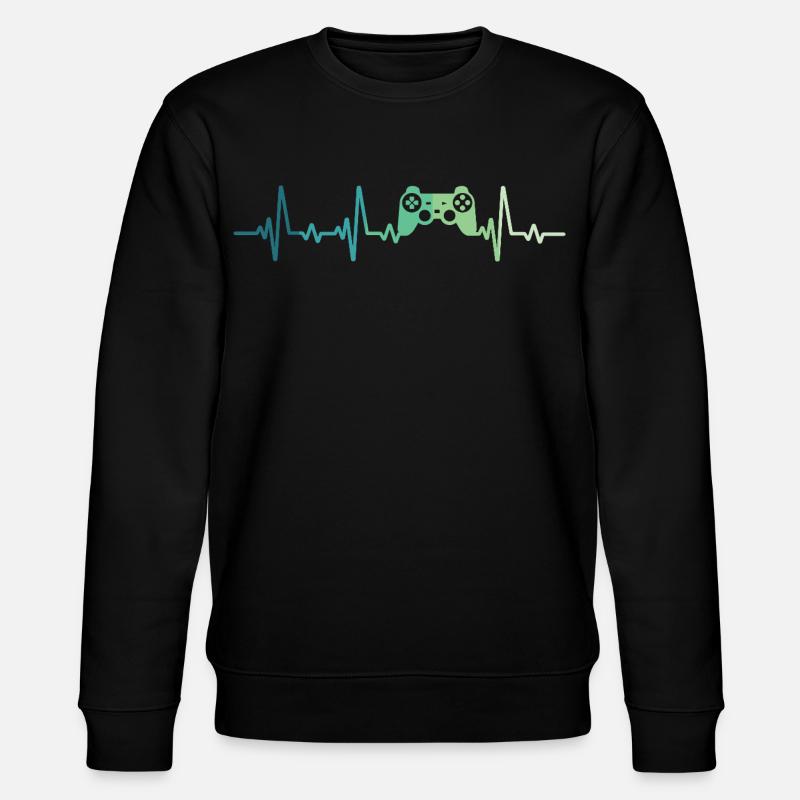 Konsolen-Controller-Herzschlag Gamer - Stanley/Stella Unisex Bio-Sweatshirt CHANGER  - Schwarz