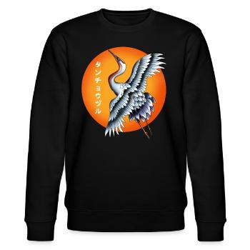 Japanese Crane - Stanley/Stella CHANGER Unisex Organic Sweatshirt - black - Front - Nik (191cm) & Marisol (170cm)