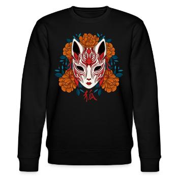 KITSUNE Fox Mask - Stanley/Stella CHANGER Unisex Organic Sweatshirt - black - Front - Nik (191cm) & Marisol (170cm)