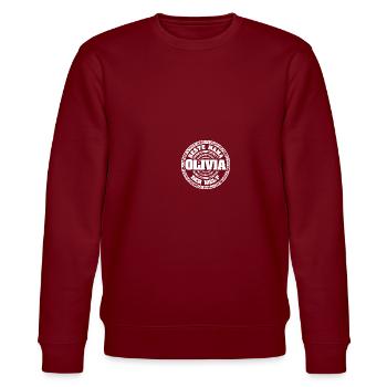 Gift for Olivia - Stanley/Stella CHANGER Unisex Organic Sweatshirt - burgundy - Front - Nik (191cm) & Marisol (170cm)