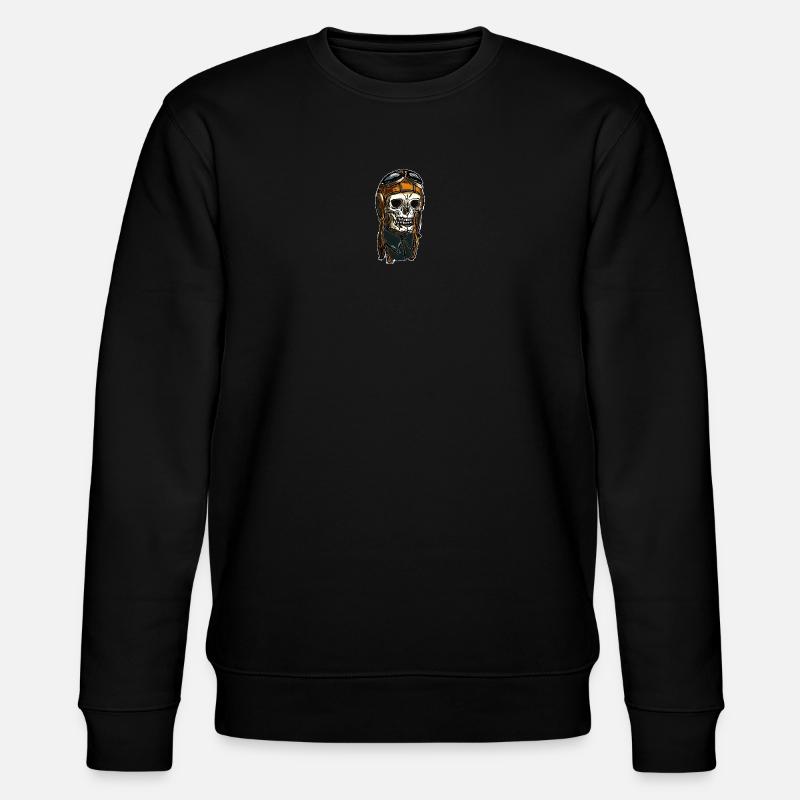 Skull with helmet cap - Stanley/Stella CHANGER Unisex Organic Sweatshirt - black