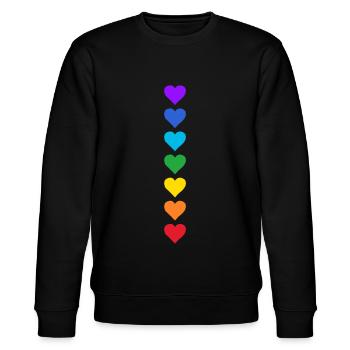 Bunte Herzen Chakren Yoga Chakra Meditation - Stanley/Stella Unisex Bio-Sweatshirt CHANGER  - Schwarz - Vorne - Nik (191cm) & Marisol (170cm)