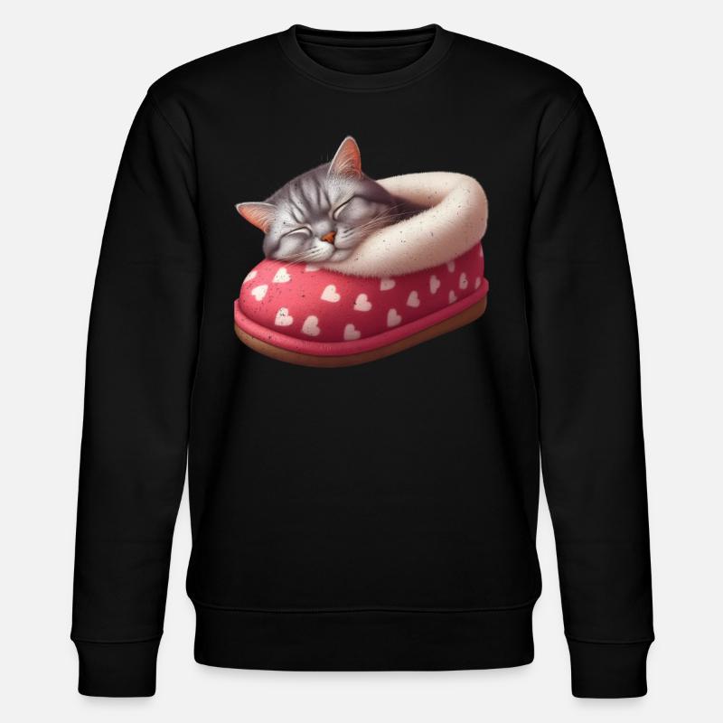 Katze Kätzchen schläft im Schuh - Stanley/Stella Unisex Bio-Sweatshirt CHANGER - Schwarz