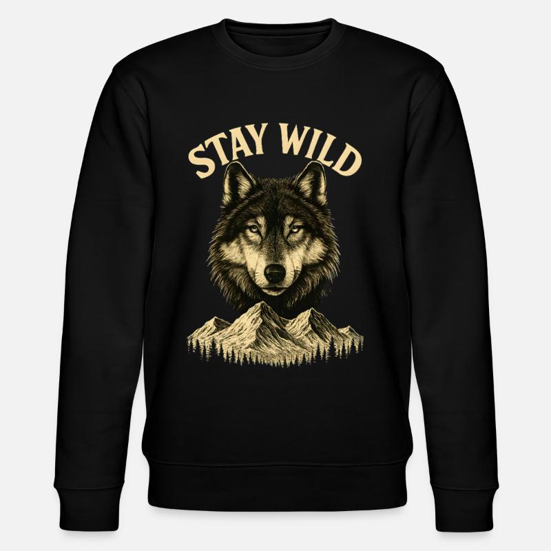 Stay Wild - Restez sauvage - Loup - Sweat bio CHANGER Stanley/Stella Unisexe - noir