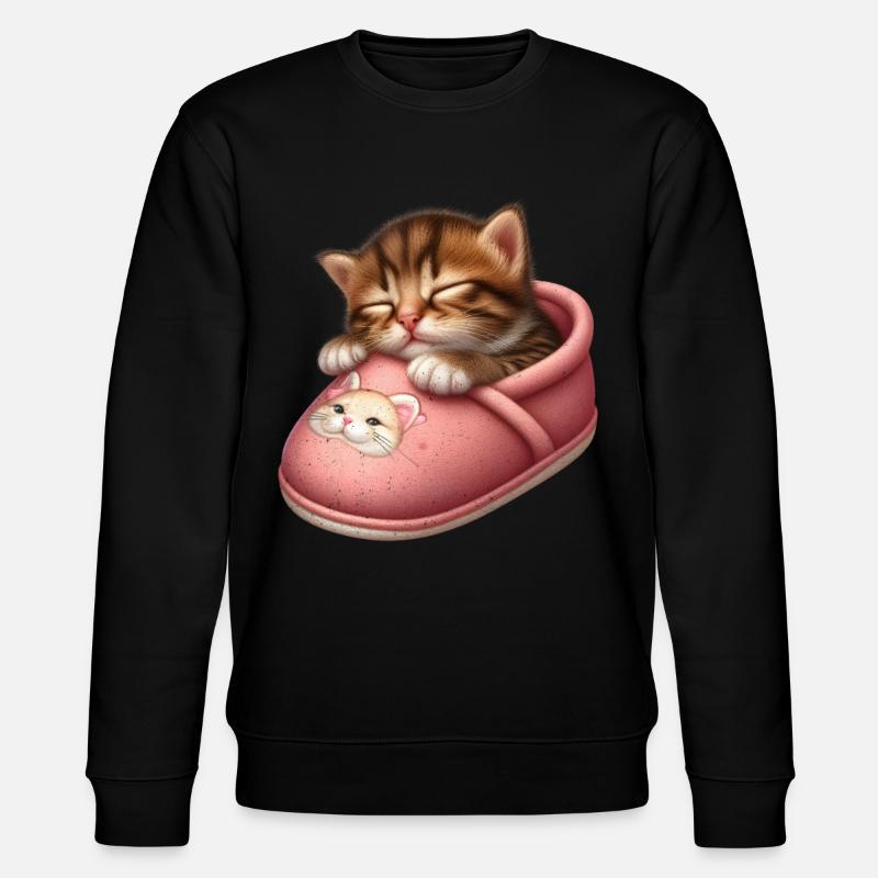 Katze Kätzchen schläft im Schuh - Stanley/Stella Unisex Bio-Sweatshirt CHANGER  - Schwarz